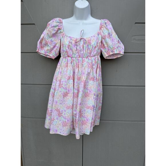 NEW For Love & Lemons Floral Dainty Mini Dress Babydoll Cottage-core Coquette M - Picture 8 of 16